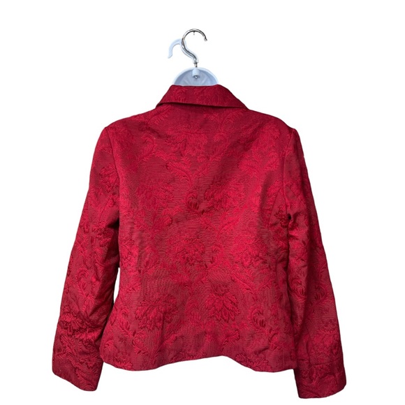 SzM Red Floral Textured Print Talbots Jacket Blazer - Picture 5 of 7